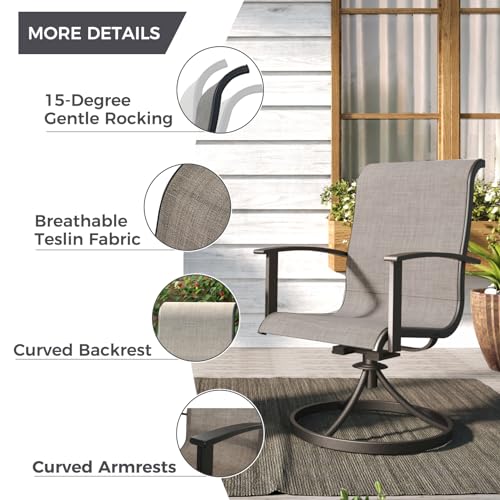 Grand patio 7-Piece Patio Dining Set for 6, Outdoor Dining Set with Swiviel Patio Chairs & 1 Rectangular Woodgrain Dining Table with Umbrella Hole