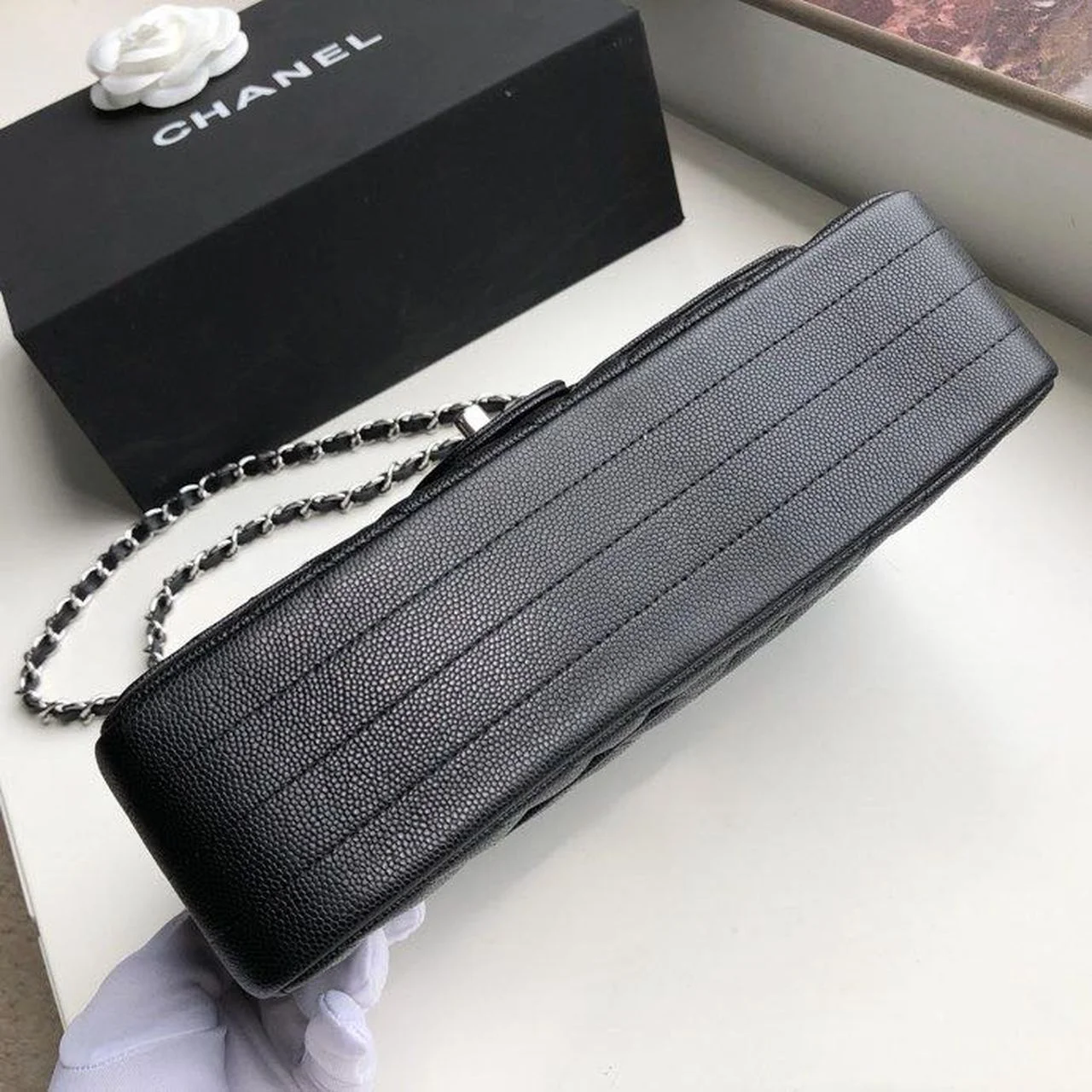 Chanel Chevron Classic Handbag Silver Hardware Black For Women, Women&rsquo;s Bags, Shoulder And Crossbody Bags 10.2in/26cm