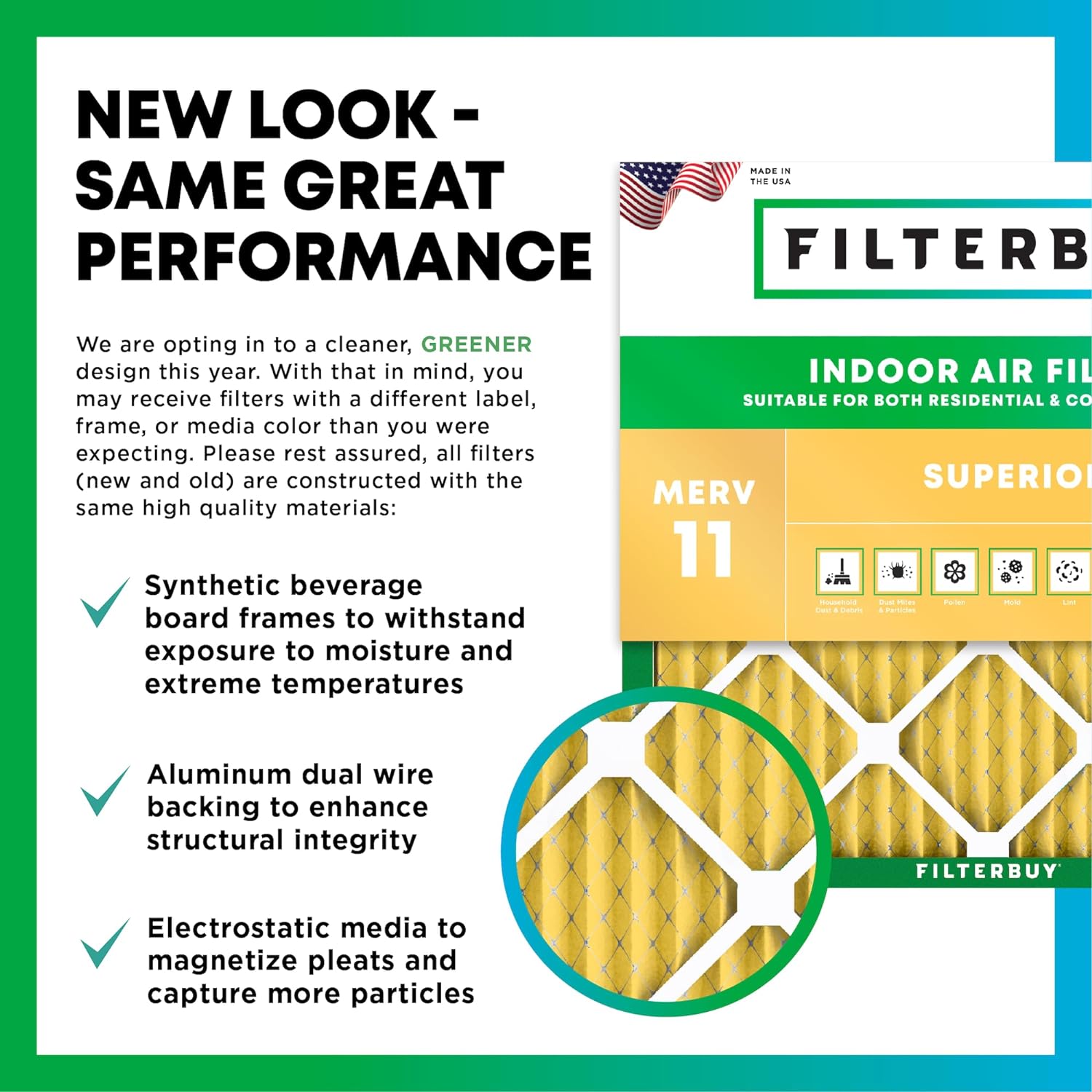 Filterbuy 30x36x2 Air Filter MERV 11 Allergen Defense (3-Pack)