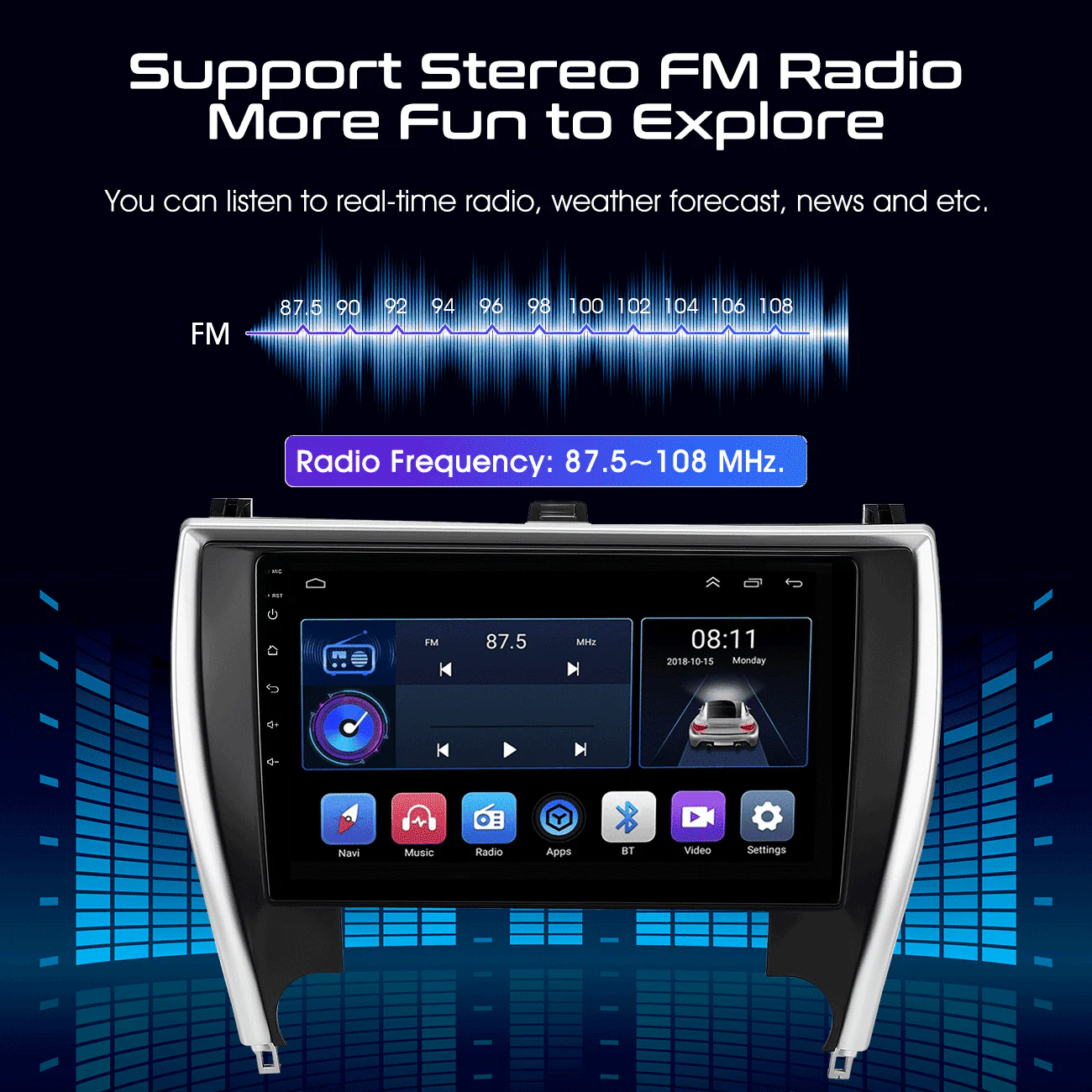 For 2015-2017 Toyota Camry 10.1in Carplay Android 12 Car Stereo Radio GPS Navi
