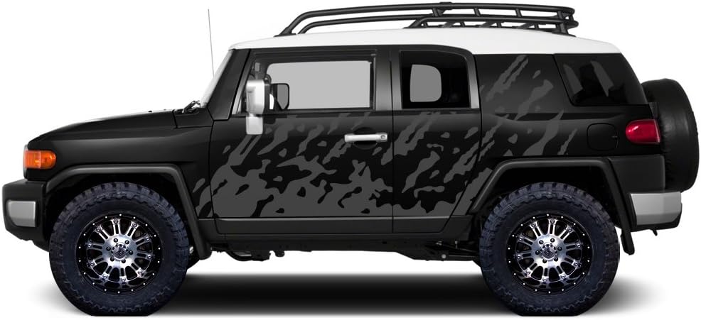 Factory Crafts Burst Side Graphics Kit 3M Vinyl Decal Wrap Compatible with Toyota FJ Cruiser 2007-2014 - Nimbus Gray