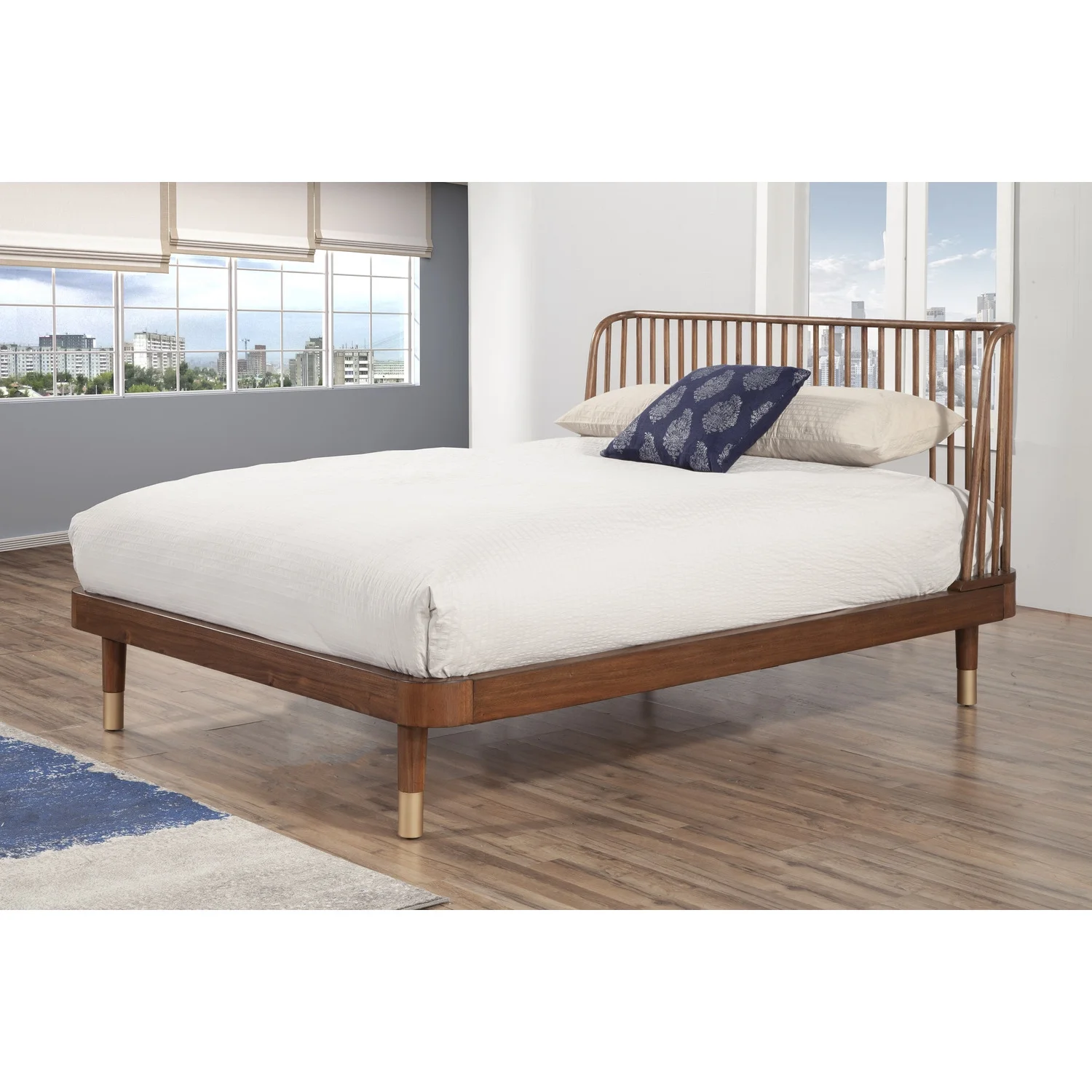 Alpine Furniture Belham Standard King Wood Platform Bed in Dark Walnut (Brown)