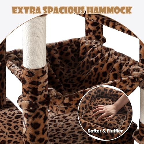 SHA CERLIN 81in Multi-Level Tall Cat Tree Tower for Indoor Kitties/Larger Cat Condo Furniture with Hammock/Cozy Pussycat Perches/Sisal Scratching