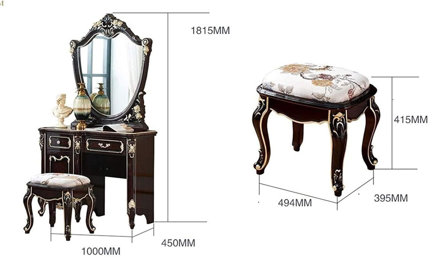 Luxury Dressing Vanity Table w/Stool for Bedroom