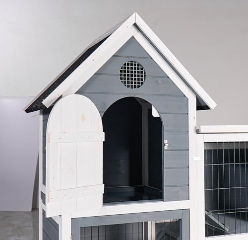 122" Large Chicken Coop with Run,Outdoor Chicken Run W/Nesting Box & Perch,Wooden Hen House W/Ramp & Sliding Trays