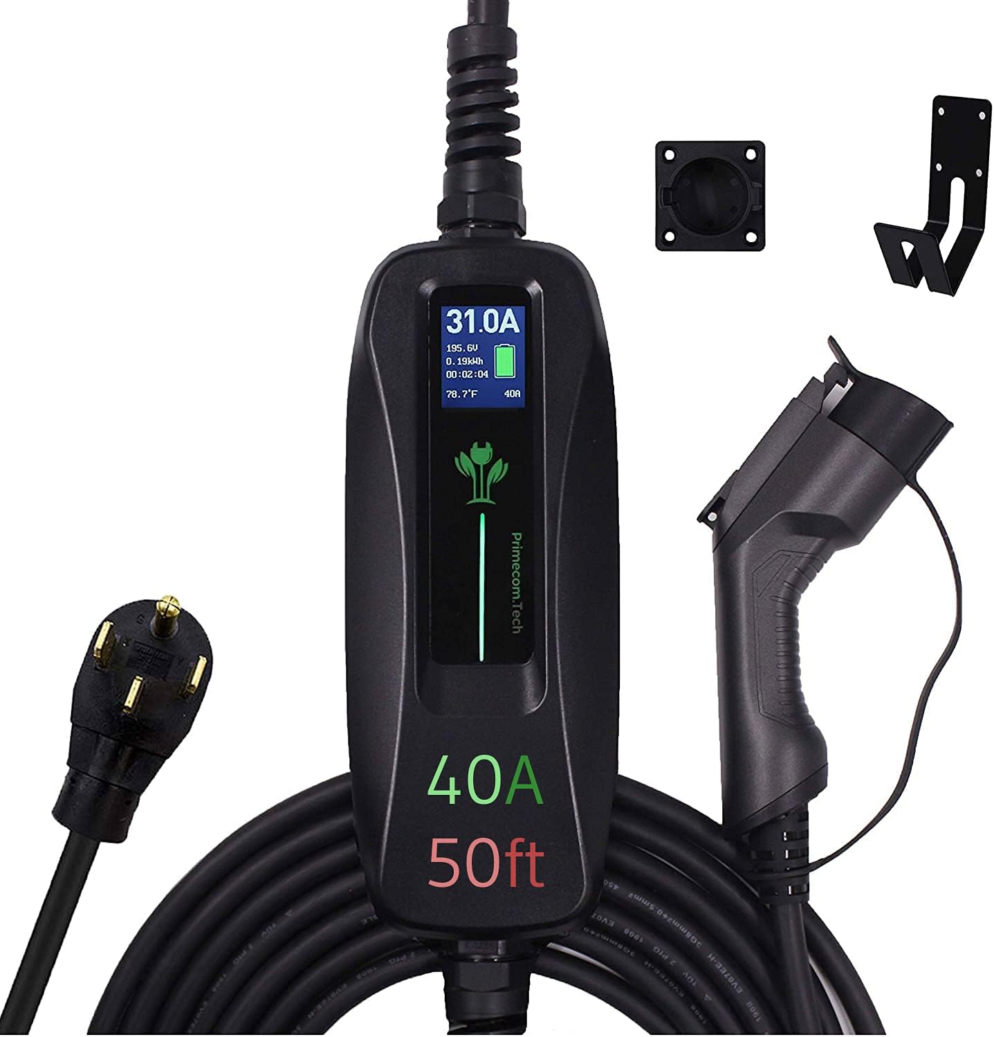 PRIMECOM 32Amp & 40Amp Level 2, Electric Vehicle (EV) Charger, (240V, 32A/40A), NEMA 14-50 Electric Car Charger, 30 feet, 40 feet