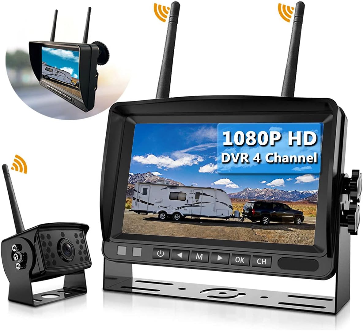 Wireless Backup Camera, DOUXURY IP69 Waterproof 170° Wide View Angle HD 1080P Backup Camera + HD LCD 7" Monitor