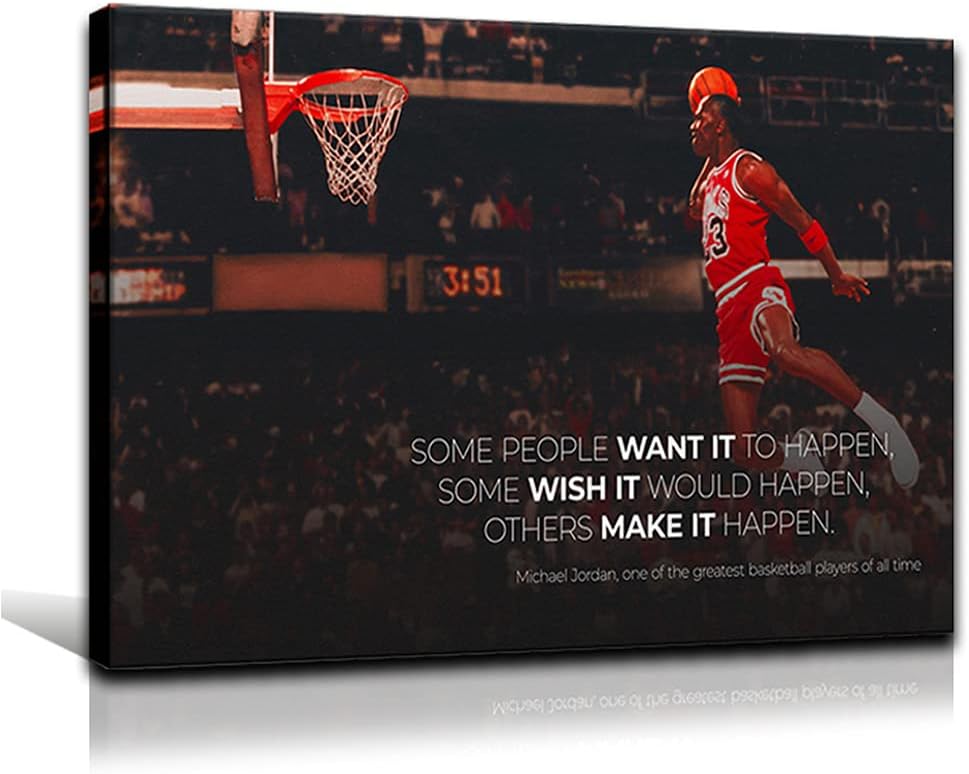JUSTBR Canvas Wall Art Basketball Players Pictures Painting Sports Posters Artwork Home Decor for Basketball Fan Memorabilia Gifts Living Room