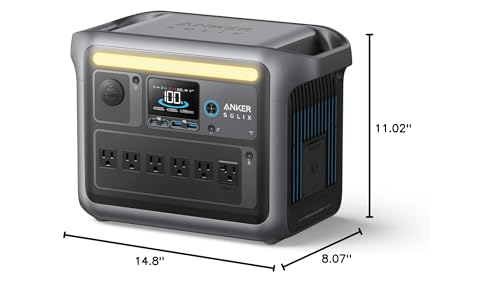 Anker SOLIX C1000 Portable Power Station, 1800W (Peak 2400W) Solar Generator, Full Charge in 58 Min, 1056wh LiFePO4 Battery for Home Backup