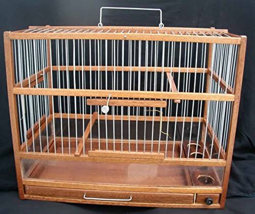 Wooden Hand Crafted Bird Cage; Slide Out Tray, Plexiglas