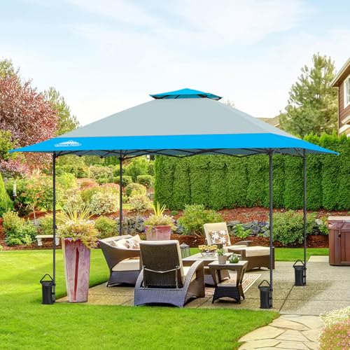 EAGLE PEAK 13x13 Straight Leg Pop Up Canopy Tent Instant Outdoor Canopy Easy Single Person Set up Folding Shelter w/Auto Extending Eaves 169 Square