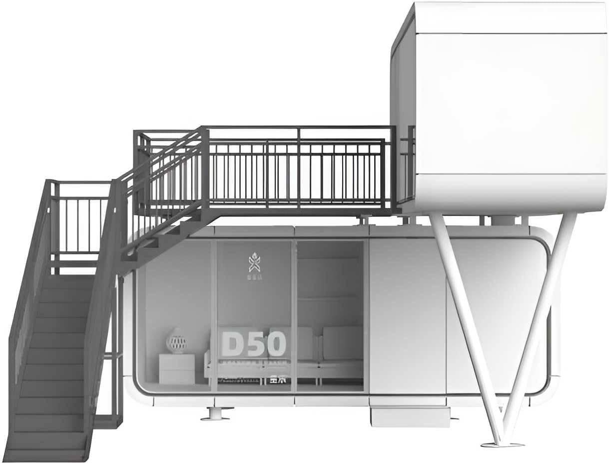 Detachable luxury 2 Story Pod House Fullyfurnished, Space Apple cabin house capsule tiny house with Kitchen and Bathroom.