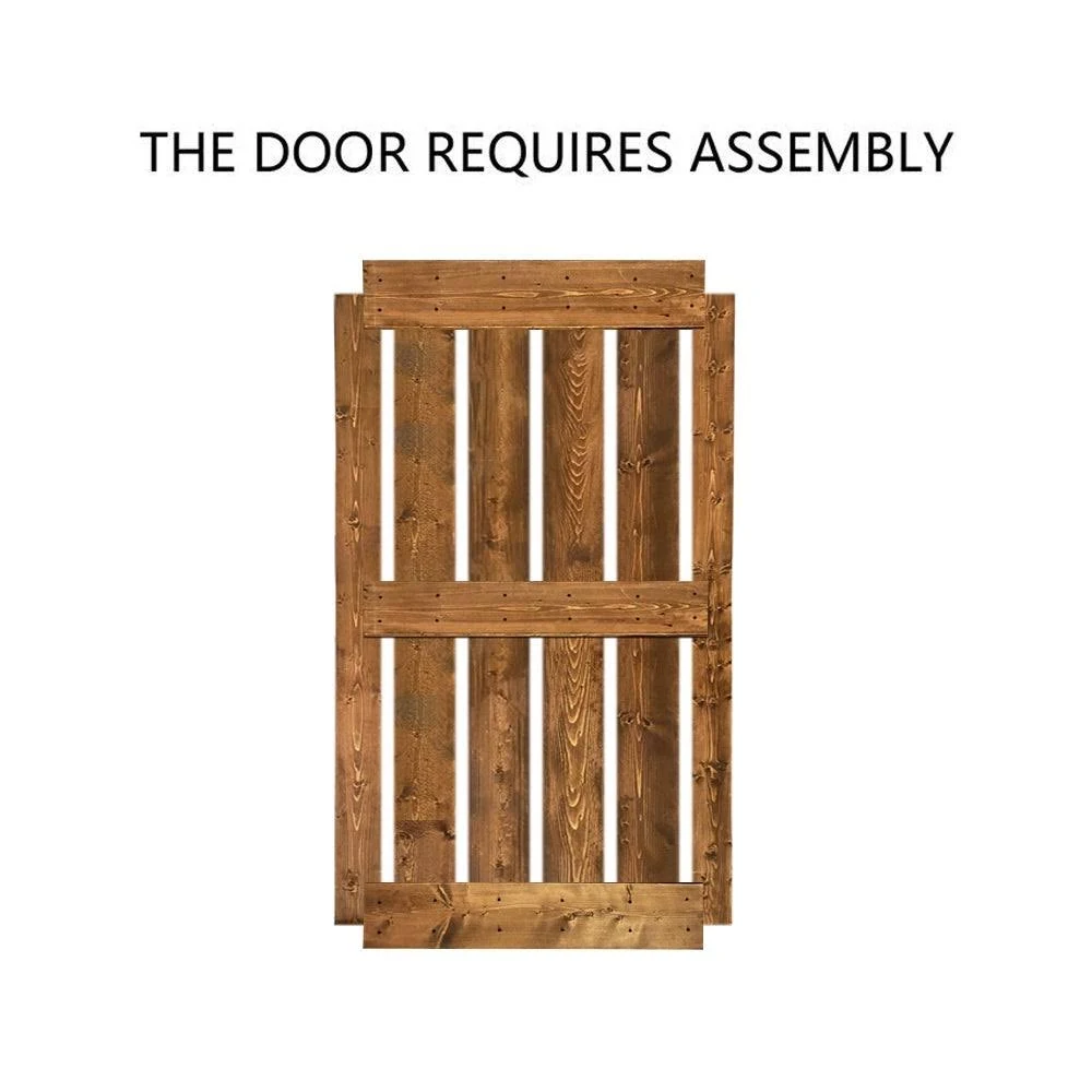 CALHOME MidBar Series Stained Wooden Sliding Barn Door w/ Hardware Kit (Charcoal Black - 24 x 84)