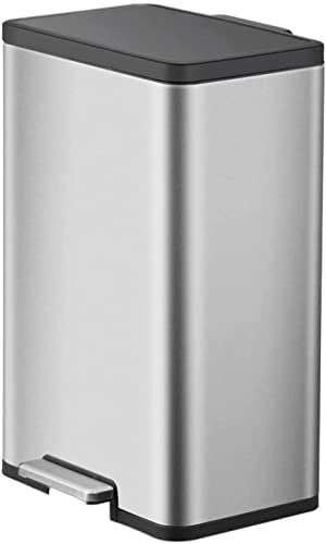 EKO EcoCasa II 36L+24L Dual Trash Can with Recycle Bin, Stainless Steel Garbage Can with Lid, Deodorizer Compartment