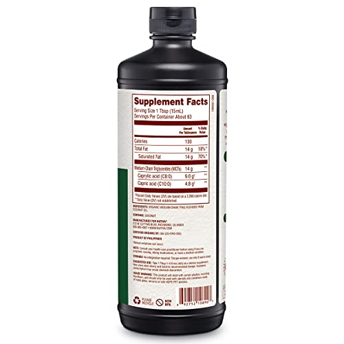 Nutiva Organic MCT Oil, Unflavored, 32 Oz, USDA Organic, Non-GMO, Non-BPA, Whole30 Approved, Vegan, Gluten-Free & Keto