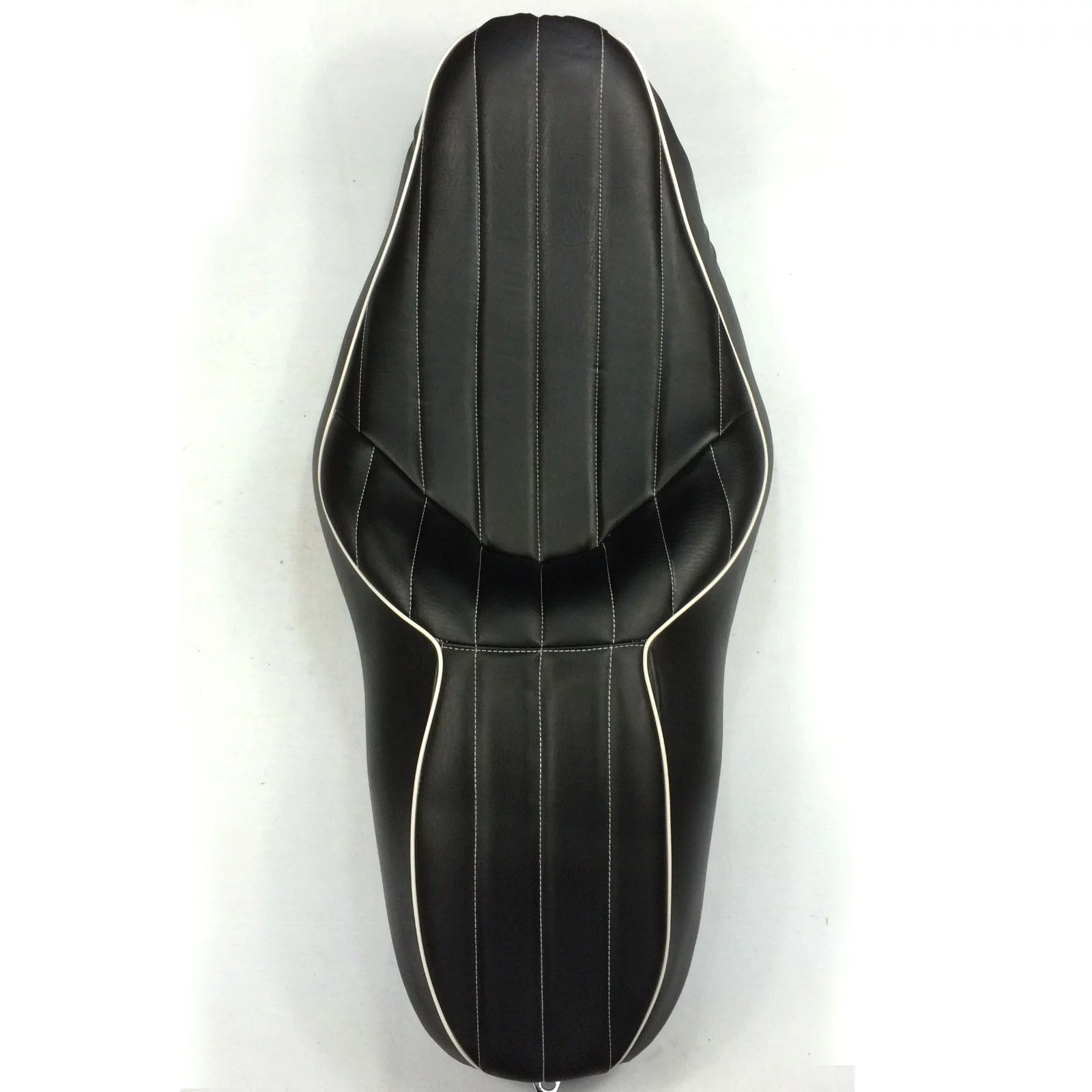 HTT Motorcycle Black Custom Driver Passenger 2-up Vertical Stripes Style Leather Seat For 2007 2008 2009 2010 2011 2012 2013 2014 2015 Harley