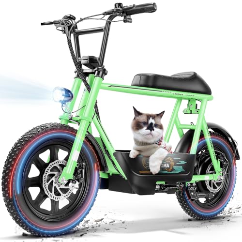 Caroma Peak 500W/800W/1200W Electric Scooter with Seat, 16 * 3" Fat Tire Ebike for All-Terrain, Max 15/25/30 Miles Ranges&20MPH