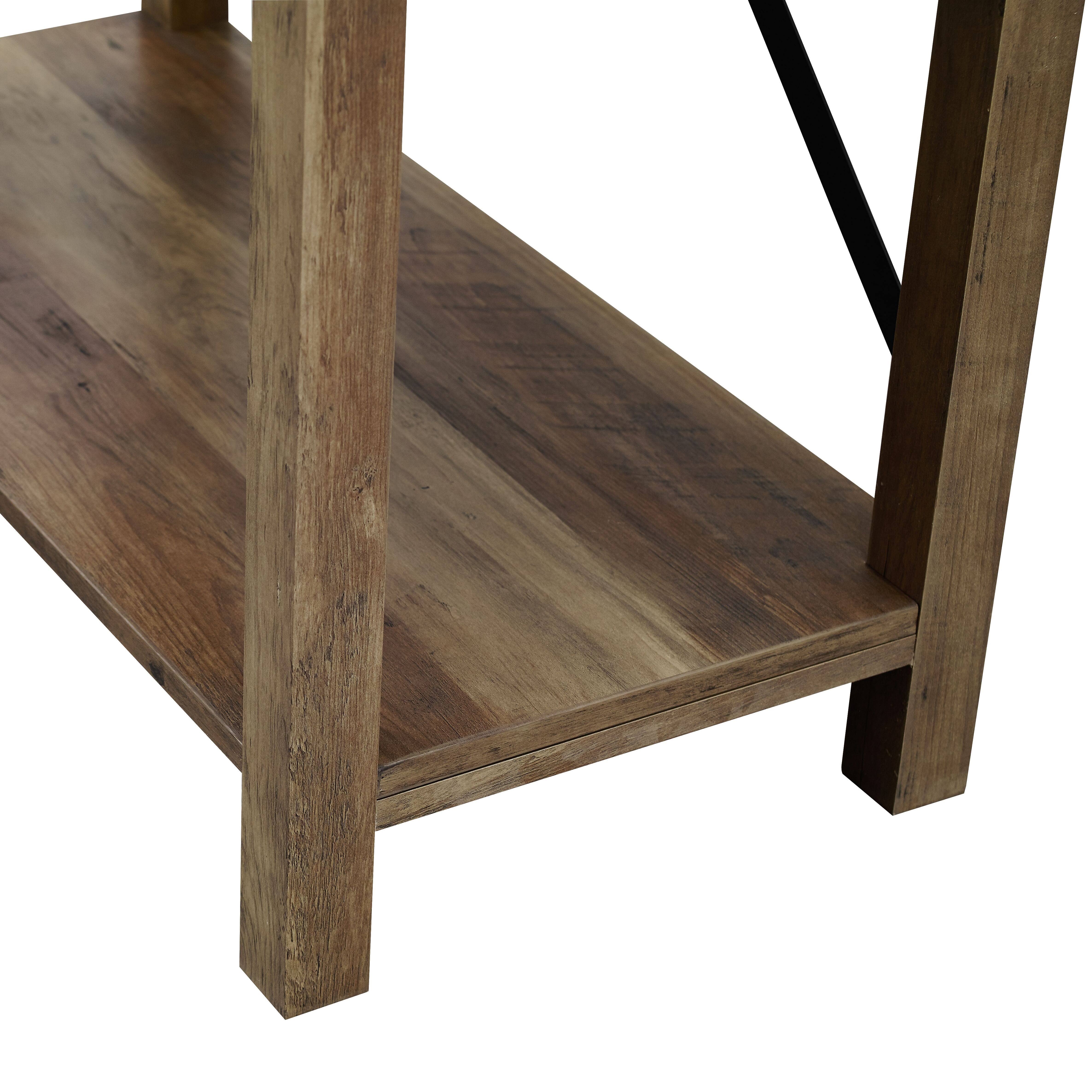 Walker Edison 64x22 Farmhouse Metal Bookcase Rustic Oak