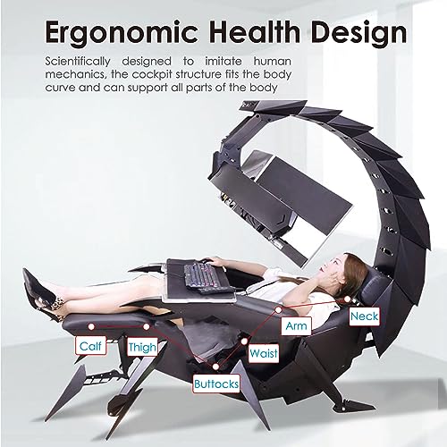 Ergonomic Gaming Chair Computer Cockpit Zero Gravity Scorpion Gaming Chair PU Leather Boss Seat Chair Cockpit with 16-Color RGB Light