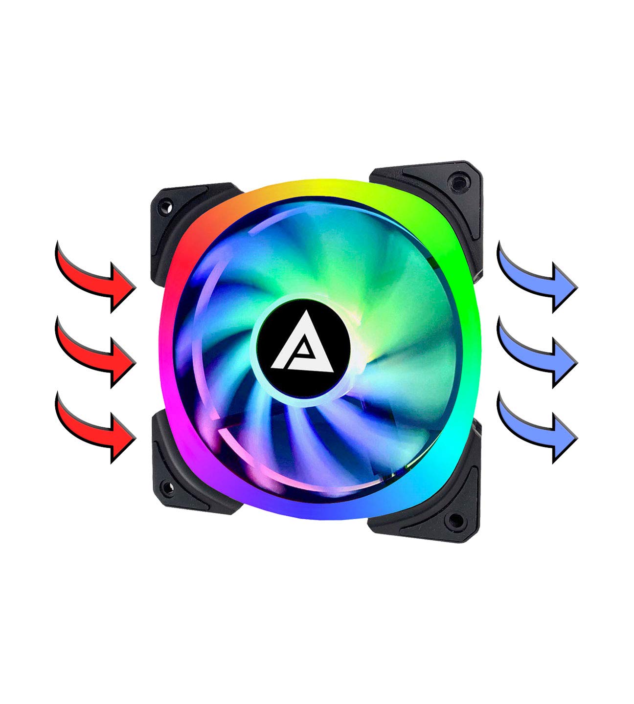 Apevia LP412L-RGB Lunar Pro 120mm Silent Dual-Ring RGB Color Changing LED Fan for Gaming with Remote Control