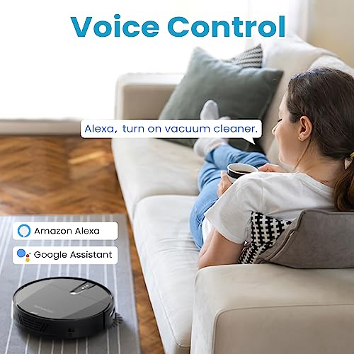 ROPVACNIC Robot Vacuum Cleaner with 3000Pa Cyclone Suction, APP/Voice/Remote Control, Automatic Self-Charging Robotic Vacuum, Scheduled Cleaning