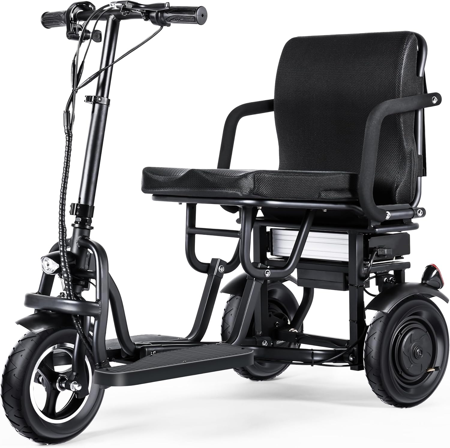 TopMate ES10 3 Wheel Electric Scooter Lightweight Folding Powered Mobility Scooter for Adult Seniors with Ergonomic Seat and Removable Battery