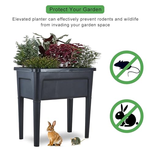 4 Pcs Plastic Raised Garden Beds with Legs，16 Gallon Outdoor Elevated Garden Planter Box，Perfect for Flowers, Vegetables, and Herbs