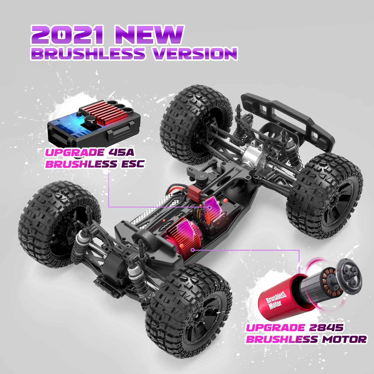 DEERC 200E Large Brushless High Speed RC Cars for Adults, Upgraded 1:10 RC Trucks W/ Extra Shell LED Headlight, 60 KM/H, Remote Control Car