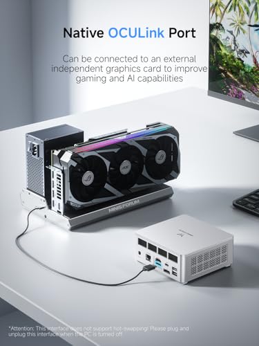 MINISFORUM UM880 Plus Mini PC AMD Ryzen 7 8845HS(8C/16T, up to 5.1GHz), 32GB DDR5 1TB PCIe4.0 SSD, HDMI+DP+USB4 Triple Outputs, OCuLink Port