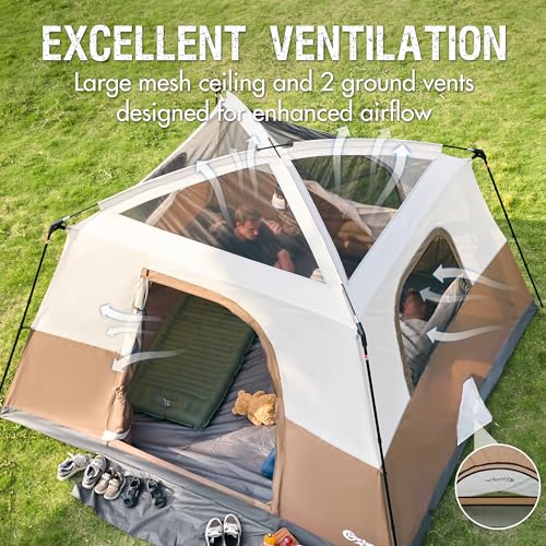 PORTAL 6 Person Camping Tent with Porch, Family Cabin Tent with Spacious Space, Water Resistant
