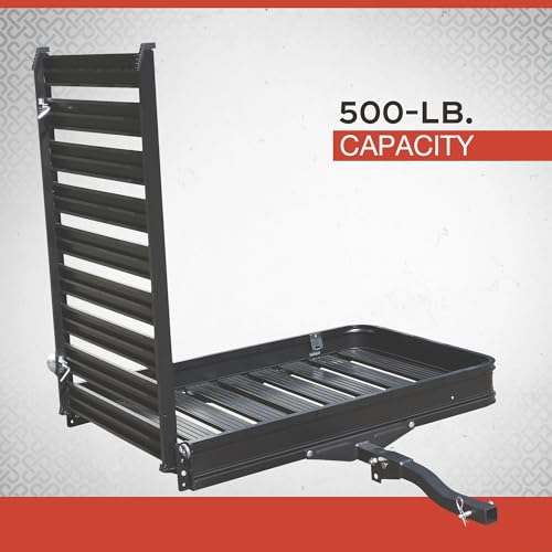 Ultra-Tow Aluminum Hitch Cargo Carrier with Ramp - 500-Lb. Capacity, Black, 60in. x 30in. x 4in. - Radiant Selections