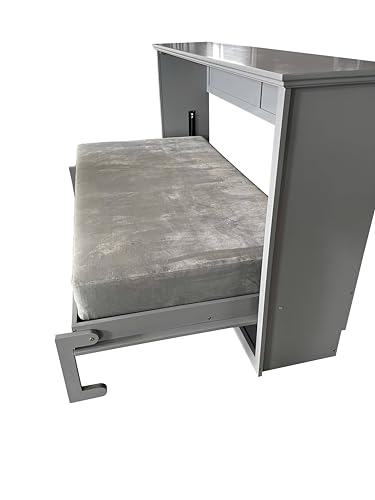 DNYN Queen Size Murphy Bed with Storage Drawer(Large) & Charging Station for Bedroom,Convertible Pinewood Wall Bedframe w/Stylish Cabinet Design