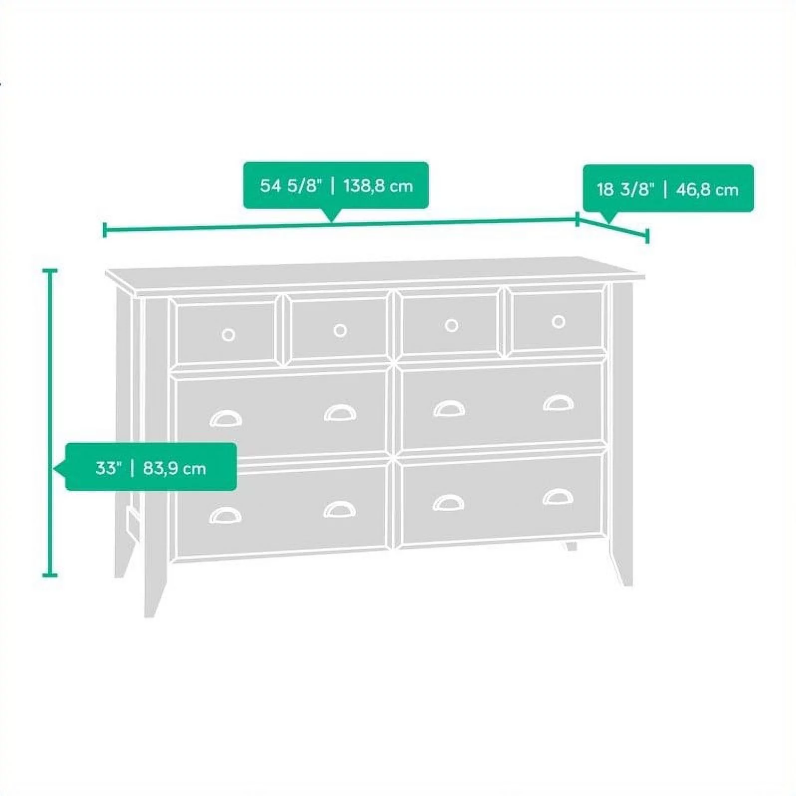 Sauder Shoal Creek 6-Drawer Dresser, Jamocha Wood finish