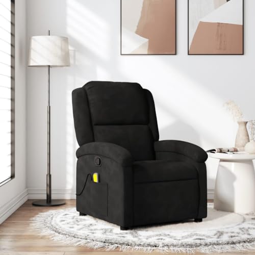 Massage Recliner Chair Black Velvet,Plush Velvet Reclining Massage Chair with Adjustable Footrest, Headrest