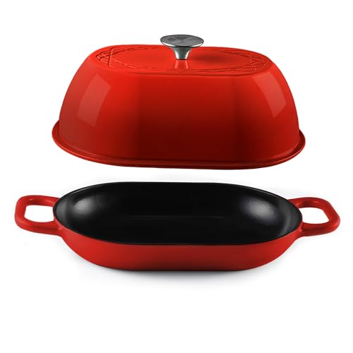 Enameled Cast Iron Dutch Oven for Professional Sourdough Bread Baking | 5.5 Quart Loaf Size Oval Cookware Pot with Lid | Triple-Layer Enamel Coating