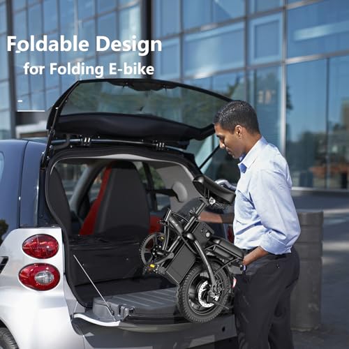 Electric Bike for Adults Peak 500W, 23MPH Max Speed Folding Electric Bicycles, 14" Mini Ebike Pedal Assist, 30° Uphill Shock Absorbers E-Bike