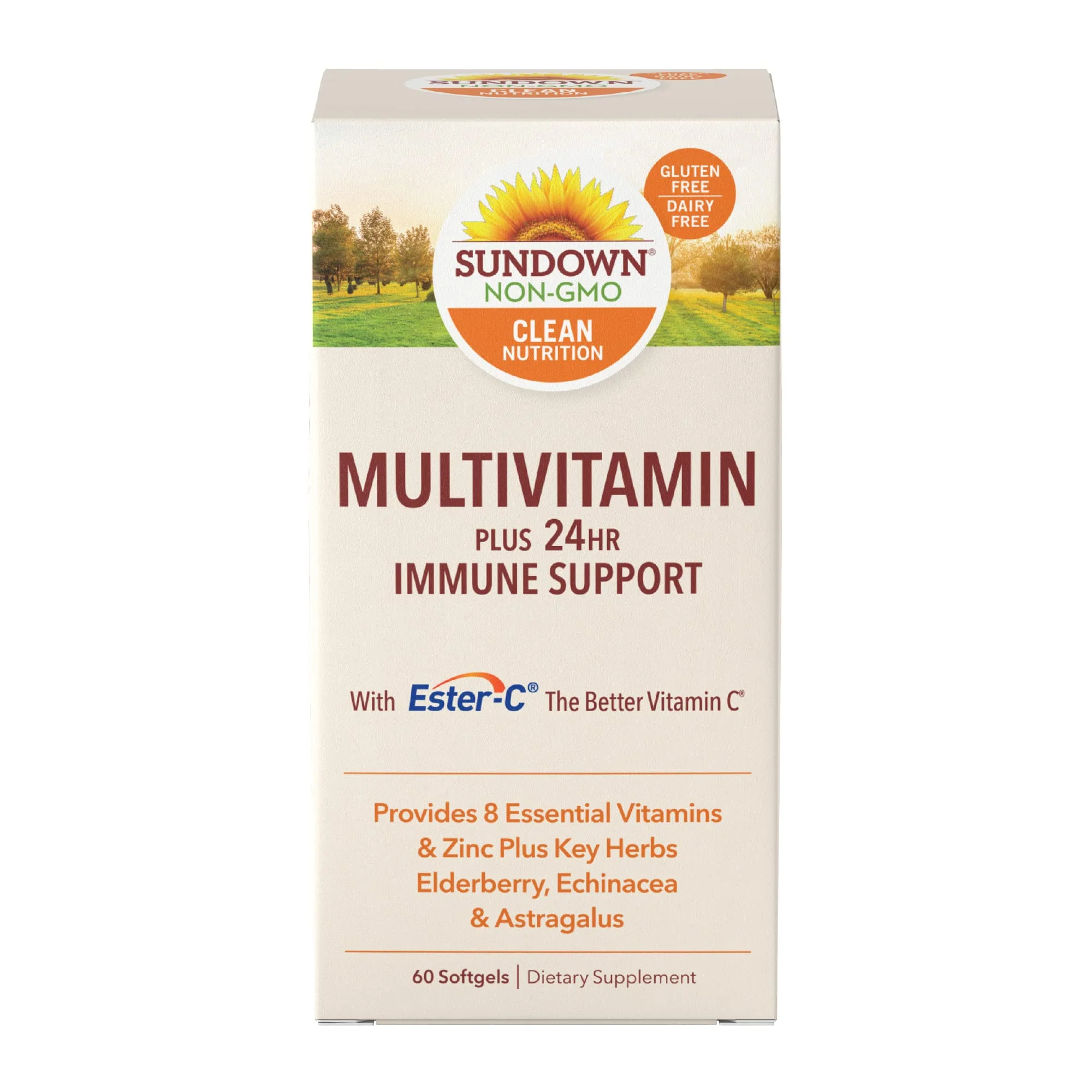 Sundown Multivitamin Plus 24Hr Immune Support, With 8 Essential Vitamins and Zinc, 60 Softgels - Kansas Nuitrition - HNZSDS