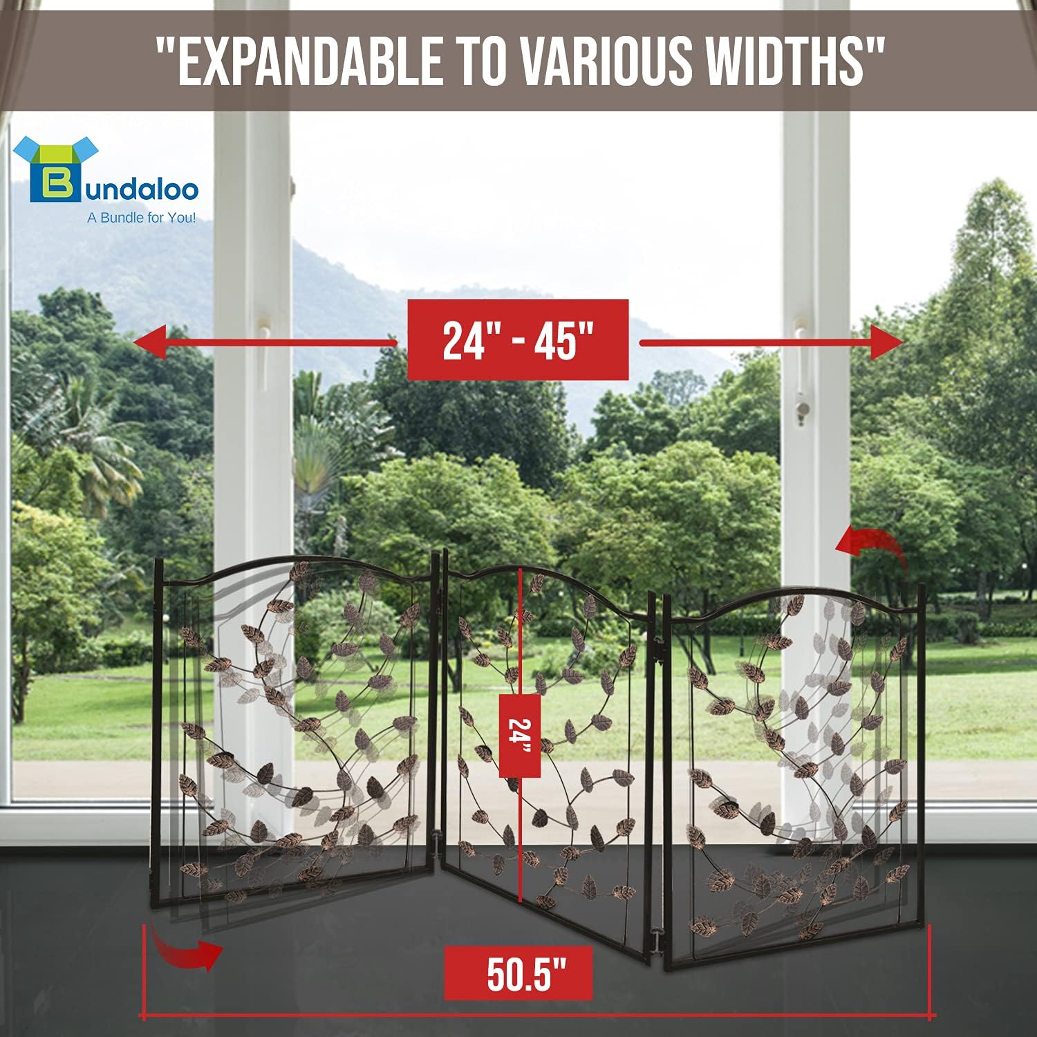 Bundaloo Freestanding Metal Folding Pet Gate | Large Portable Panels for Dog & Cat Security | Foldable Enclosure Gates for Puppies | Indoor & Outdoor