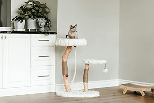 MAU Modern Cat Tower - Wooden Cat Scratching Tree & Condo - Luxury Collection - Cat Lovers Gift