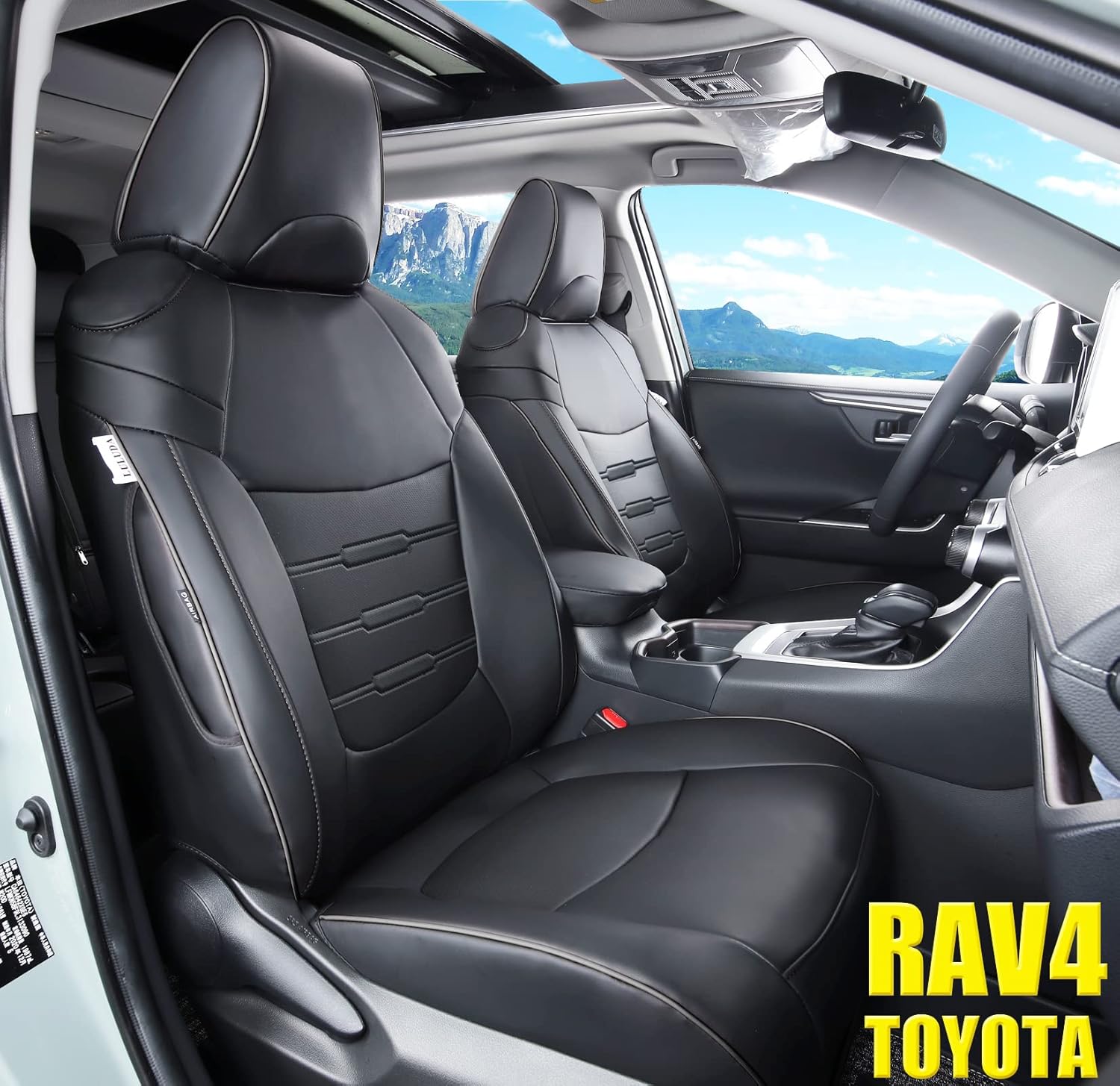 LULUDA Custom Fit RAV4 Car Seat Covers Fit for 2019 2020 2021 2022 Toyota RAV4 LE Limited XLE Premium with Waterproof Faux Leather (LU01-XLE, Black