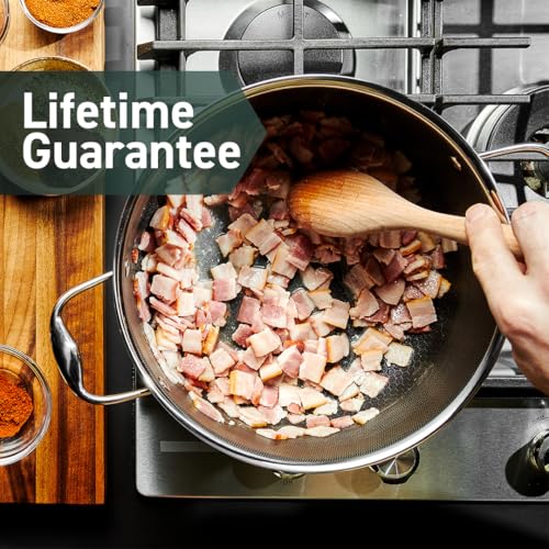 HexClad Hybrid Nonstick 6-Piece Pot Set with Trivets, 2, 3, and 8-Quart Pots with Tempered Glass Lids, 2 Silicone Trivets Included, Dishwasher Safe
