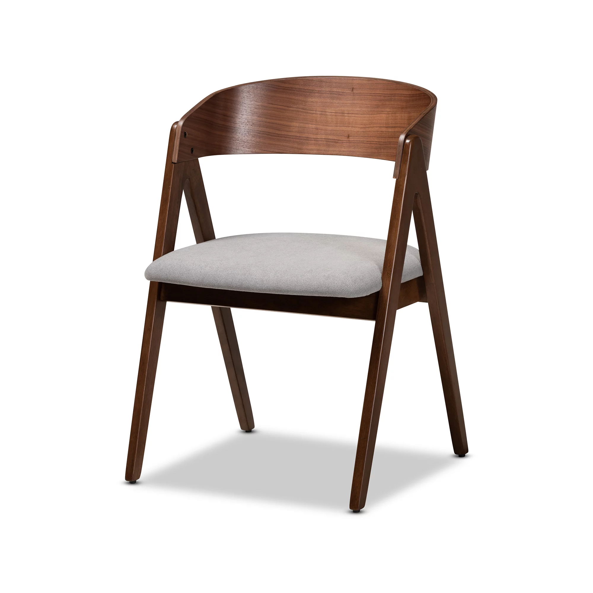 Baxton Studio Danton Mid-Century Modern Grey Fabric Upholstered and Walnut Brown Finished Wood 5-Piece Dining Set