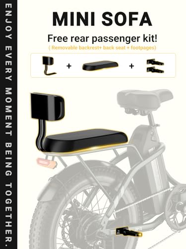 C23 2 Seater Electric Bike for Adults,750W Peak Motor 28 MPH, 720WH Removable Battery 65Miles Step-Thru Folding Ebikes,20" Fat Tire E-Bikes with NFC