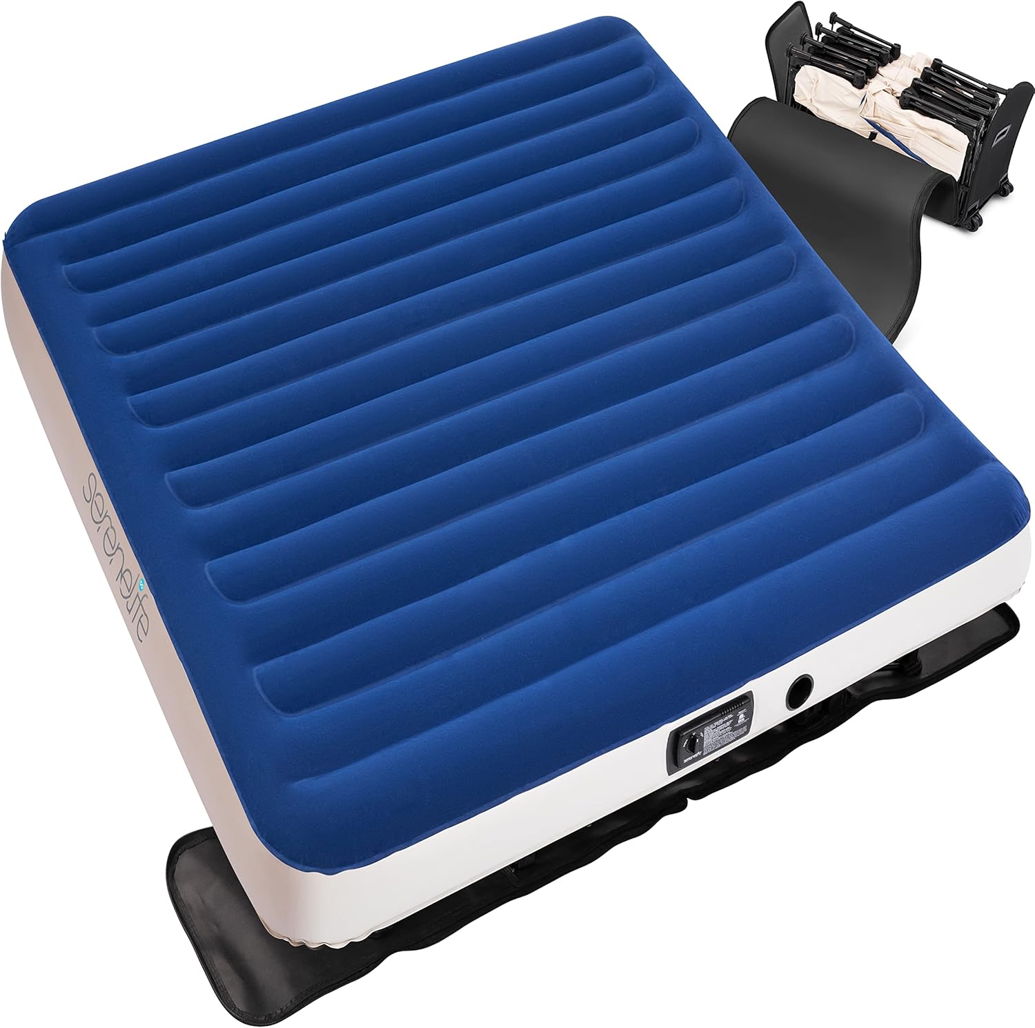 SereneLifeHome EZ-Bed Inflatable Air Mattress with Frame - Luxury Self Inflating Blow Up Guest Airbed Cot with Portable Rolling Case