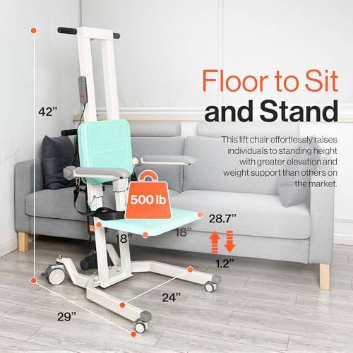 SuperHandy GoRise Electric Floor to Stand Lift – 500 Lbs Capacity, Standing Assistance, Portable, Adjustable, Ergonomic, Easy Storage