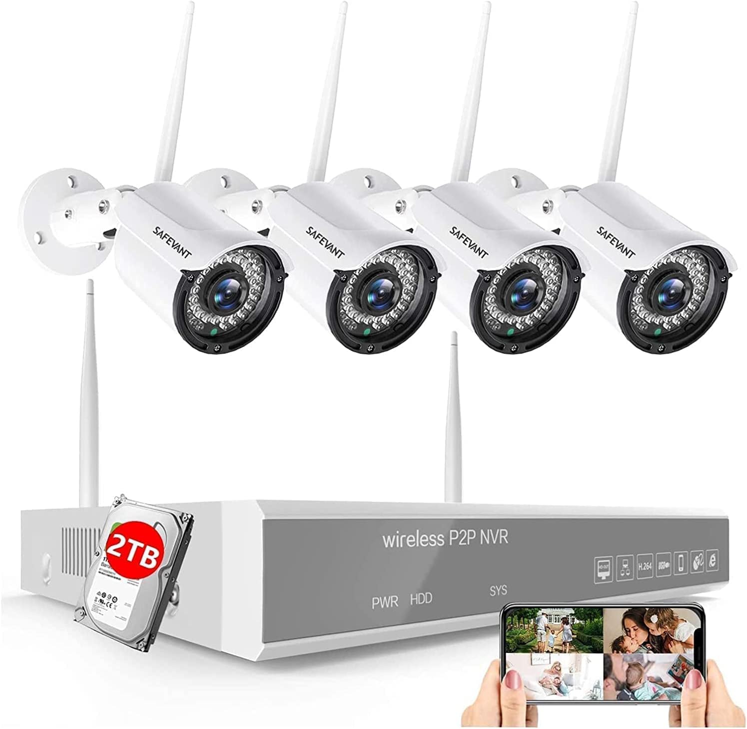 1080P Wireless Camera Security System with One Way Audio
