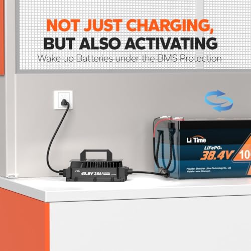 LiTime 36V 50Ah Trolling Motor Bluetooth 5.0 Low-Temp Protection LiFePO4 Battery with 43.8V 25A Charger, Buit in 50A BMS