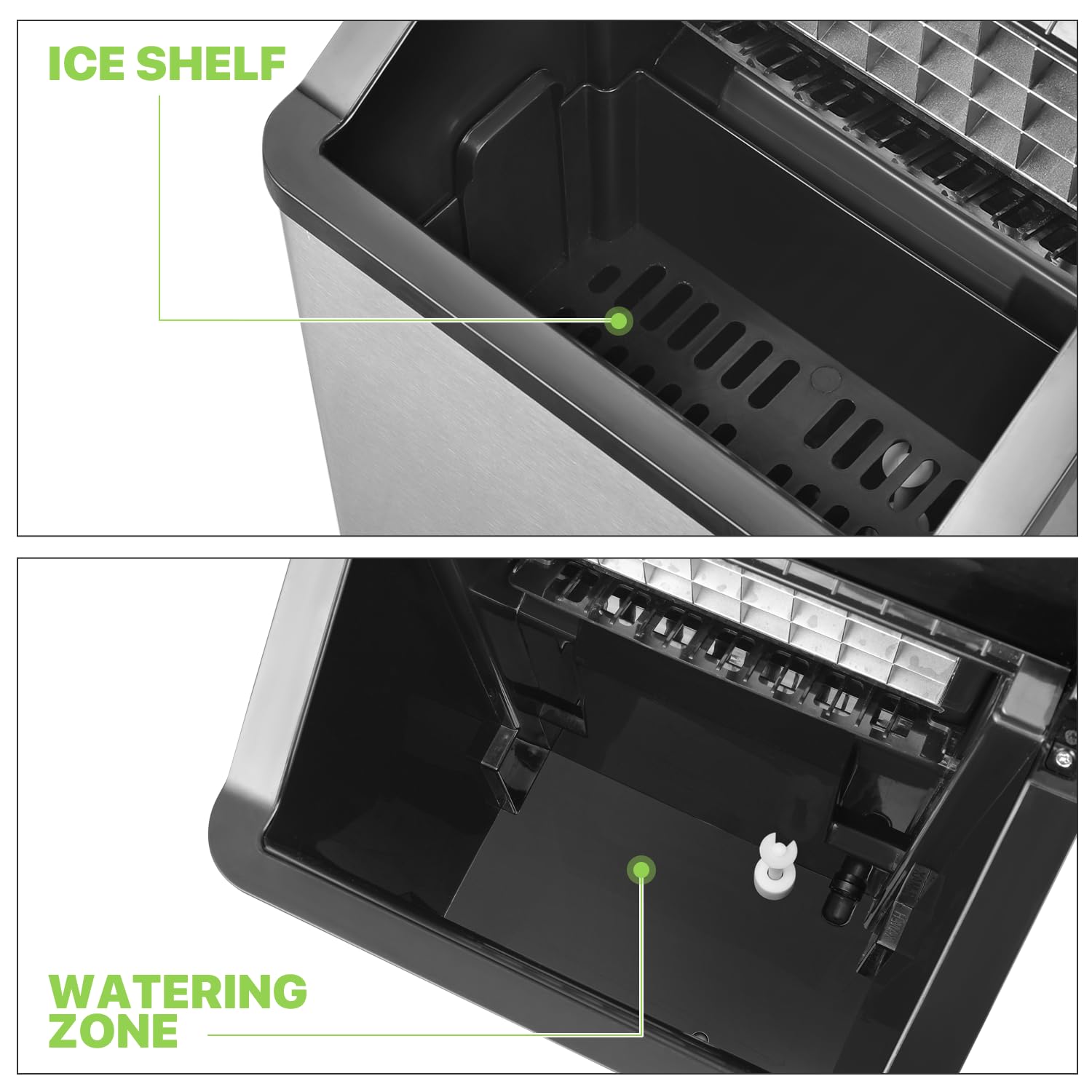 Ice Maker Countertop 9 Cubes Ready in 10Mins, 26lbs in 24Hours, 2 Sizes Bullet Shaped Ice, Ice Maker Machine with Ice Scoop and Basket