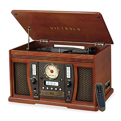 Victrola Aviator 8-in-1 Bluetooth Record Player & Multimedia Center with Built-in Stereo Speakers - 3-Speed Turntable, Vinyl to MP3 Recording