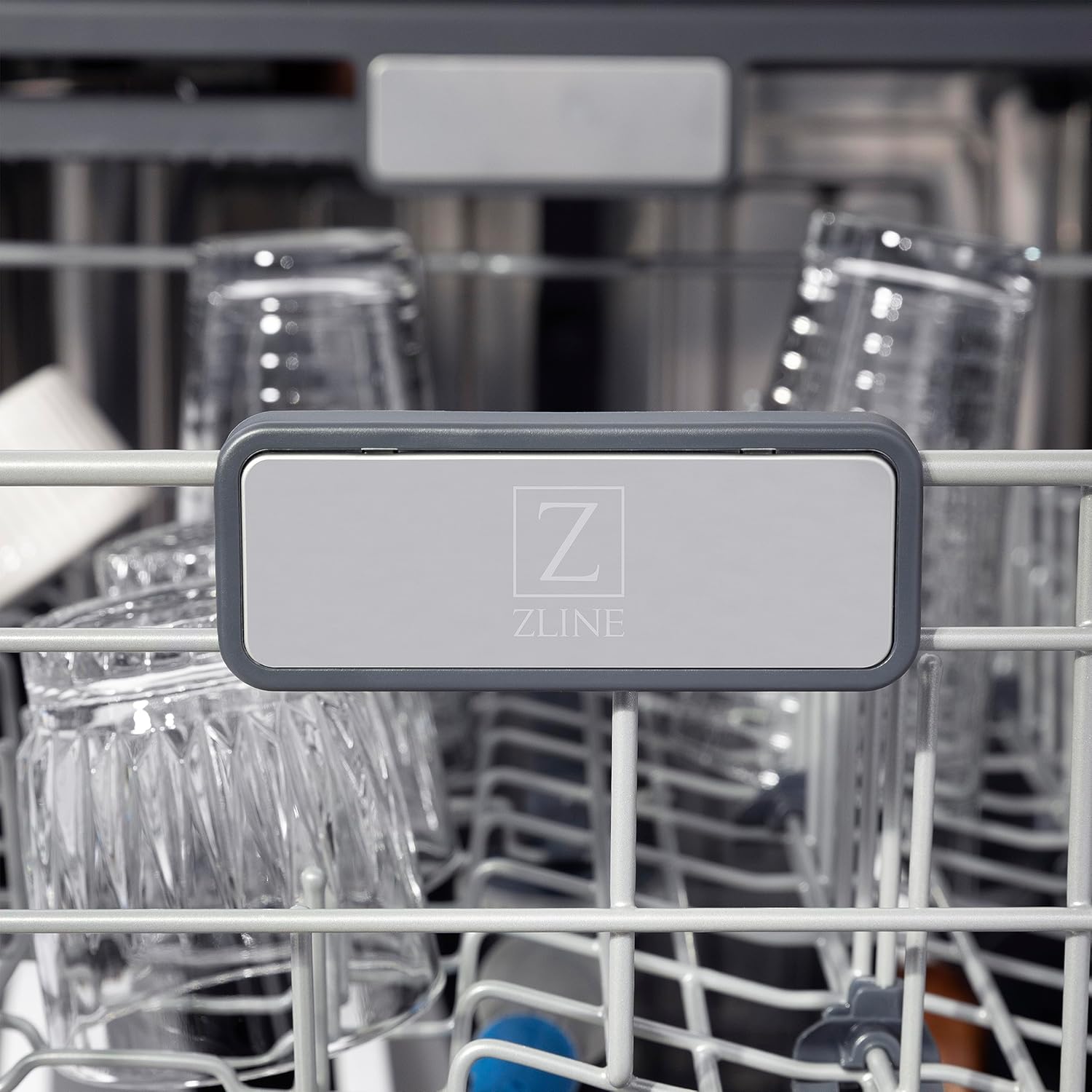 ZLINE Autograph Edition 24" 3rd Rack Top Touch Control Tall Tub Dishwasher in Black Stainless Steel with Champagne Bronze Handle